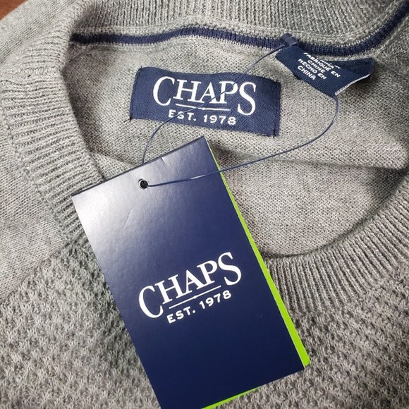 Chaps Men's Pullover Sweater Size M Gray Weekday Ready Recycled Yarn - Picture 5 of 6
